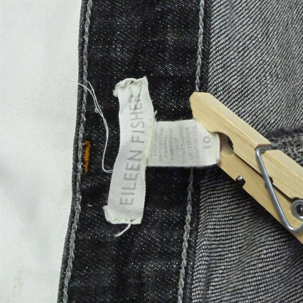 Eileen Fisher 10 Mid Rise Slim Washed Black Stretch Denim Womens Jeans - Picture 6 of 9
